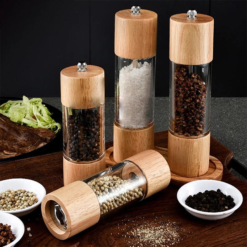 Wooden Manual Salt Pepper Mill Grinder With Adjustable Ceramic Core Salt Grinder And Pepper Mill Acr
