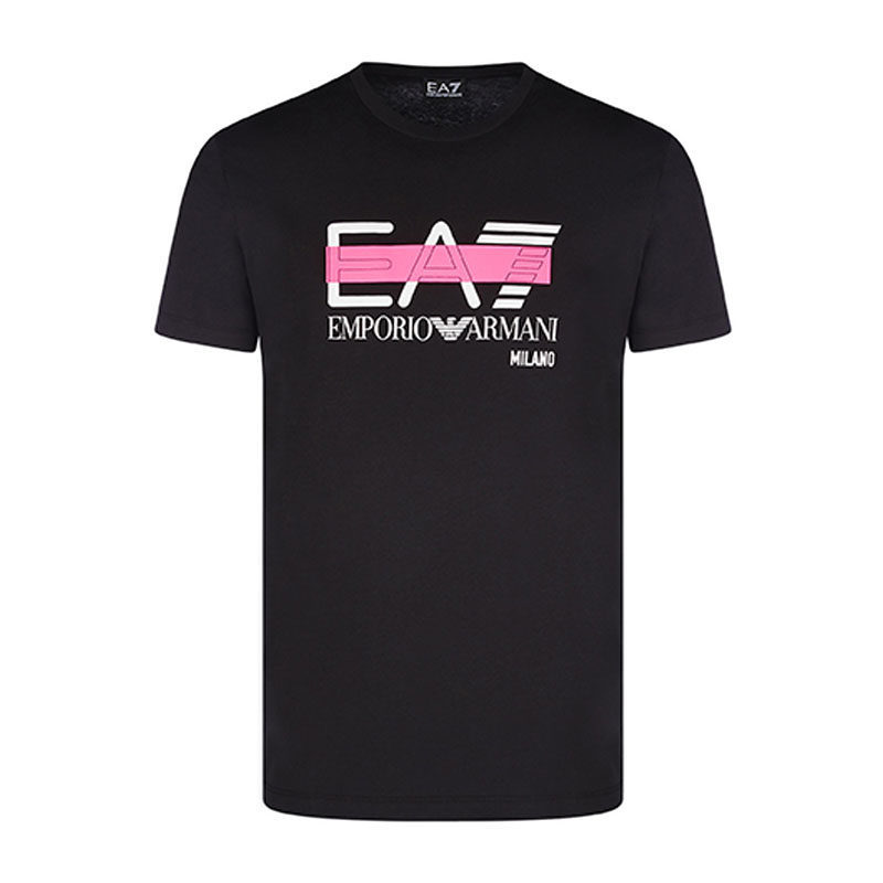 Armani/Armani EA7 Series เสื้อยืดแขนสั้นพิมพ์ลายโลโก้ผู้ชายสไตล์ใหม่ 3KPT32 PJ7CZ