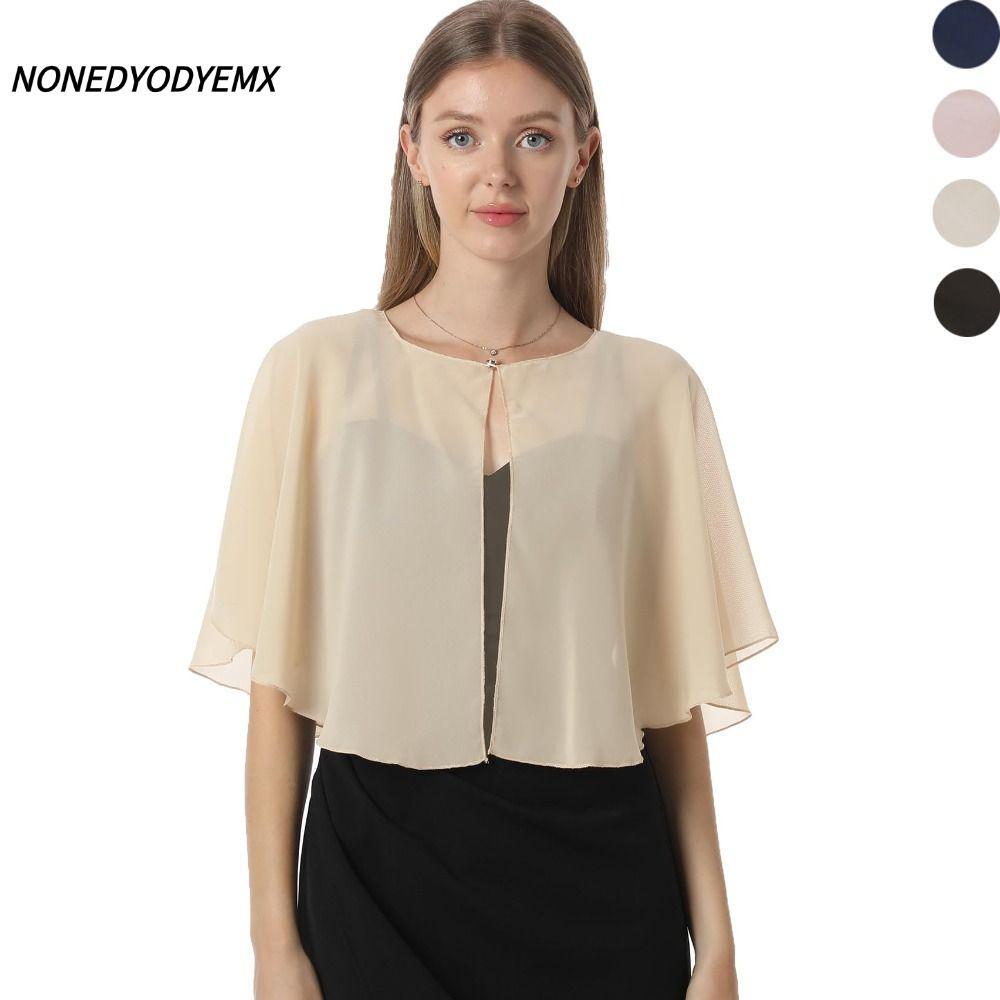 NONDYOMX ผ้าคลุมชีฟอง, ผ้าคลุมไหล่นุ่มเชียร์สไตล์หรูหรา, วินเทจน้ําหนักเบาออกแบบงานแต่งงานเคปอุปกรณ์เพื่อนเจ้าสาว
