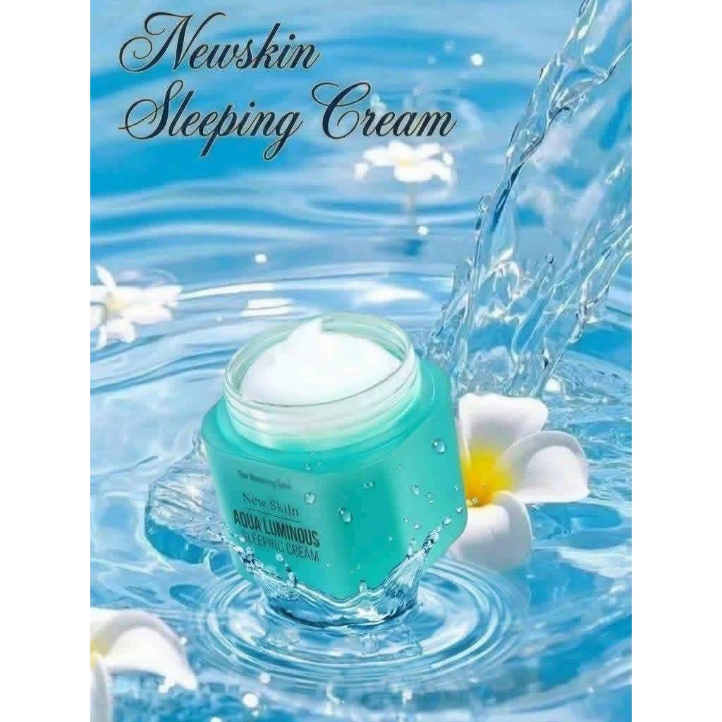 New Skiin AQUA LUMINOUS SLEEPING CREAM นิวสกิน อควา ลูมินัส สลีปปิ้ง ครีม บำรุงผิวหน้า 100 g. สำหรับ