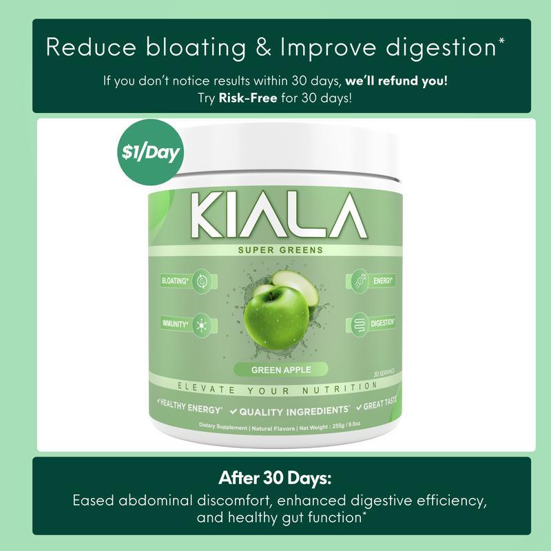 Kiala Nutrition Super Greens Powder - สุขภาพย่อยอาหารสําหรับผู้หญิง บรรเทาท้องอืด Gut Health ดูแลผิว