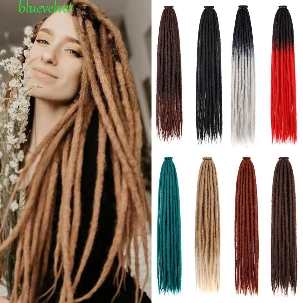 BLUEVELVET 10 Strands สังเคราะห์ Dreadlock Extension, Reggae สไตล์ 36 นิ้ว Hippie Dreads, Fluffy ธรรมชาติ Ombre สียาวโครเชต์ Braids ผมแอฟริกัน