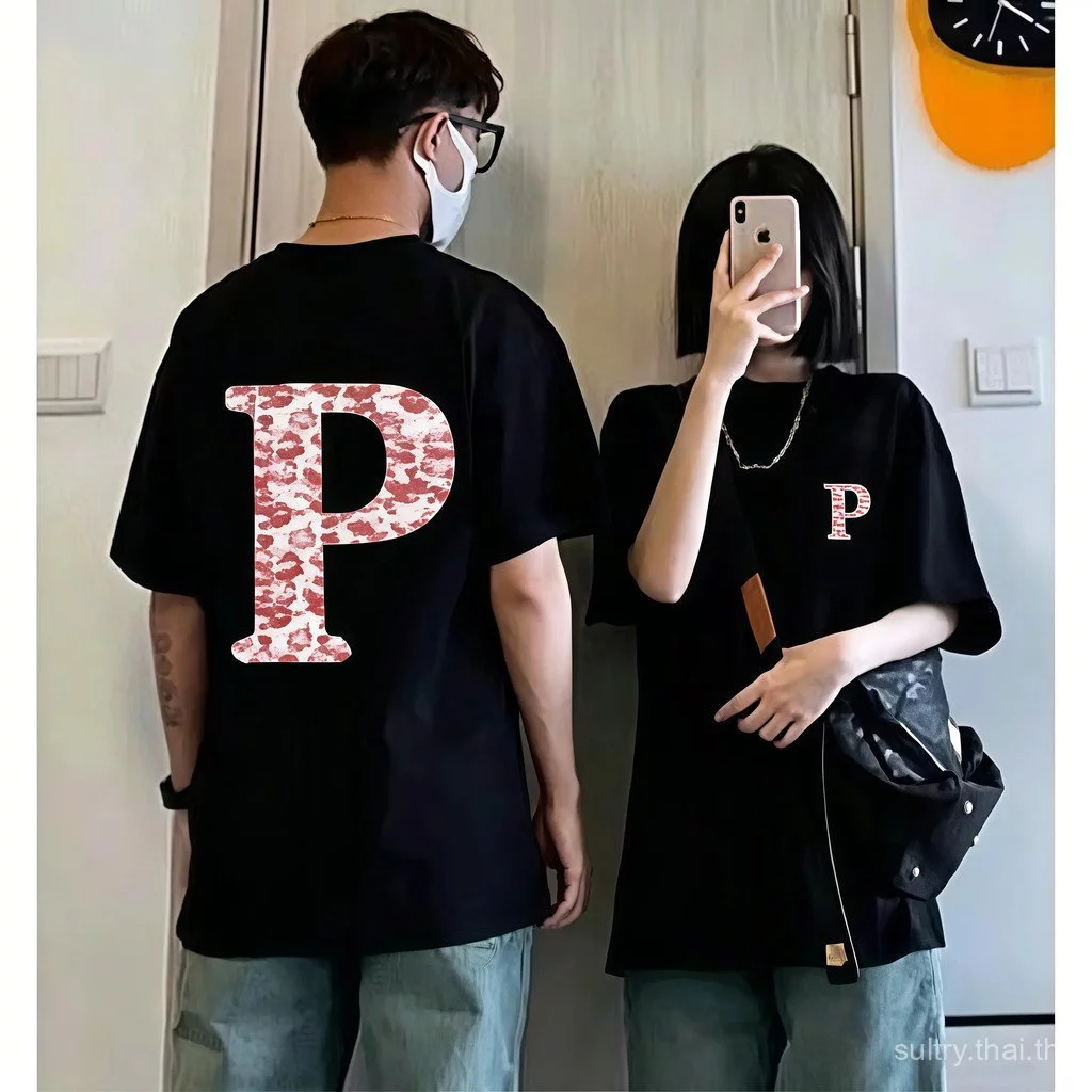 เสื้อยืด พิมพ์ลายจูบ ผ้าฝ้าย 100% ระบายอากาศ ดูดซับเหงื่อ ทรงโอเวอร์ไซส์ เรียบหรูดูแพง
