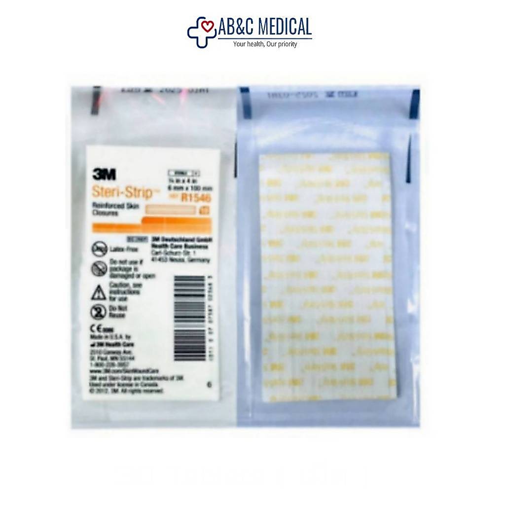 Steri-Strip 3M Reinforced Skin Closures R1546 ขนาด 6mm X 100 mm ซอง 10 เส้น สีขาว AB