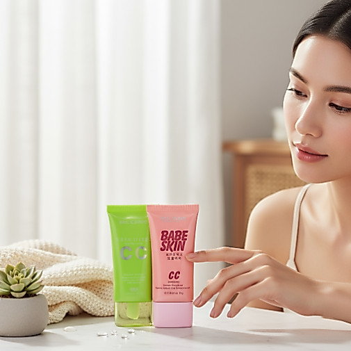 (มีส่งด่วน)CC Cream Skin Care to be a beautiful girl สีเขียว และ สีชมพู 40 ml.