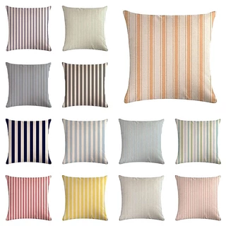 ปลอกหมอน ผ้าลินิน ลายทาง ขนาด 45x45 ซม. สําหรับตกแต่งบ้าน รถยนต์