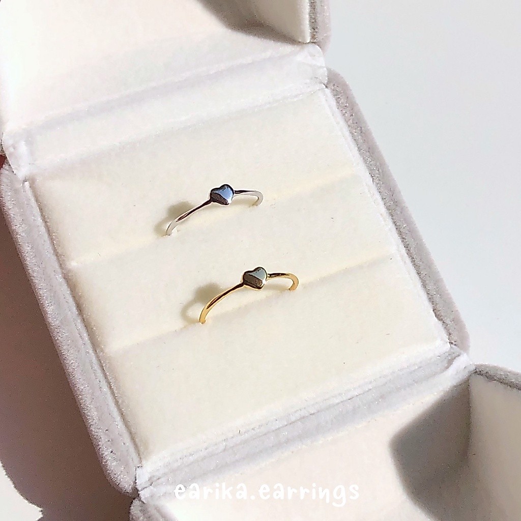 earika.earrings - mini heart ring (มีให้เลือกสองสี) แหวนเงินแท้ใส่อาบน้ำได้ ฟรีไซส์ปรับขนาดได้