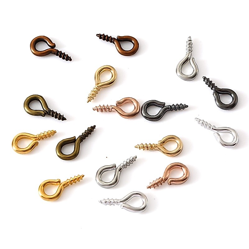 200 ชิ้น 4x8 / 5x10 มม. สกรูขนาดเล็ก หมุดตาไก่ ตะขอตาไก่ สําหรับงานฝีมือ DIY ศิลปะ เครื่องประดับ ทําเสน่ห์ อุปกรณ์ลูกปัด