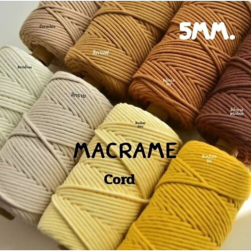 𝐌𝐚𝐜𝐫𝐚𝐦𝐞 𝐜𝐨𝐭𝐭𝐨𝐧 𝐂𝐨𝐫𝐝. 5mm700g.100m .เชือกทอกลม 5มม.100ม.งานมัดเมครเม่ งานDIY เย็บกระเป๋างานคราหท์ เส้นใหญ่