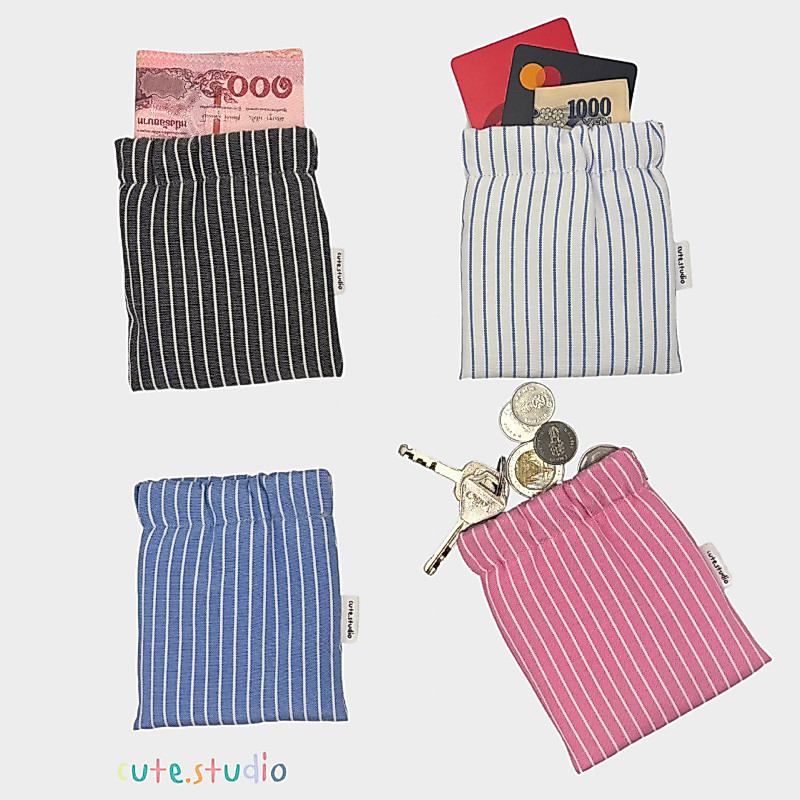 cute.studio•กระเป๋าปากบีบ รุ่นใส่บัตรได้ สะดวกมาก นุ่มนิ่ม ขนาดพอดีมือ ง่ายต่อการพกพา ผ้า cotton 100% (10x11cm)