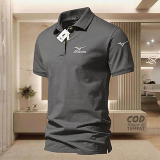 【เสื้อ polo 】 คำแนะนำยอดนิยม แฟชั่น Mizuno Text Logo Collar Polo สำหรับผู้ชาย สไตล์ยูนิฟอร์ม มีไซส์จาก M ถึง S-3XL