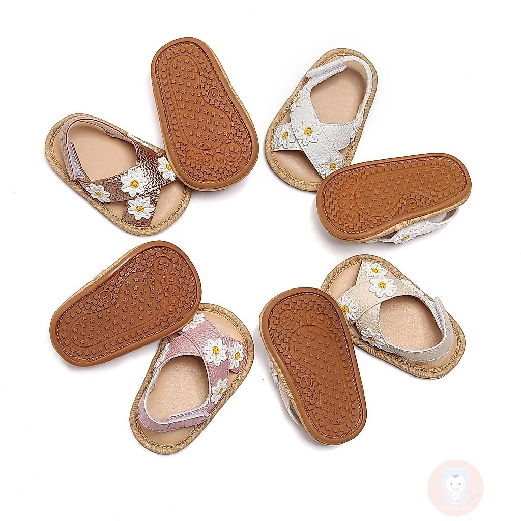 Laa6-เด็กทารกดอกไม้appliqueรูปแบบsoft Sole Anti-SLIPรองเท้าแบนสีขาว/สีทอง/สีชมพู
