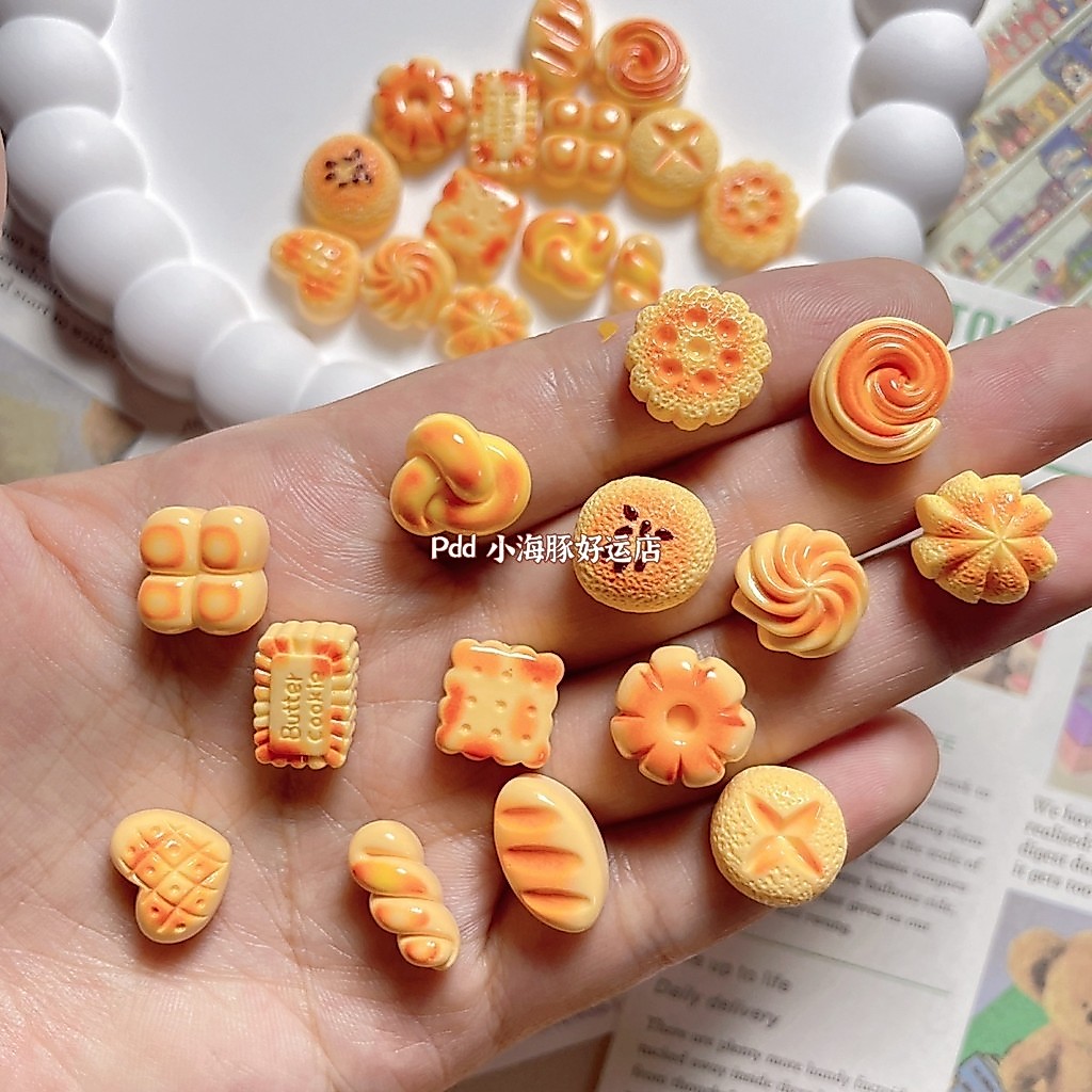 【100pcs】คลิปผม DIY แบบมินิ ขนมปังจริง ทำจากครีมและกาว อุปกรณ์ตกแต่งจากเรซิน ของขวัญเล็กๆ น้อยๆ อเนกประสงค์