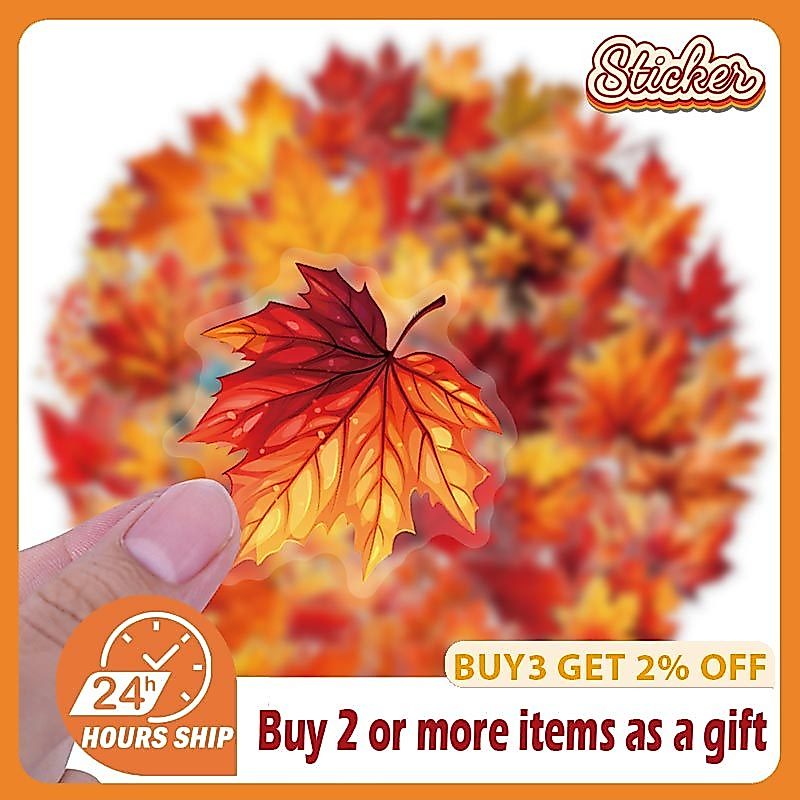 63PCS โปร่งใส Maple Leaf สติกเกอร์ฤดูใบไม้ร่วงสไตล์ Graffiti DIY โทรศัพท์แล็ปท็อปจักรยานโน้ตบุ๊ค Decals