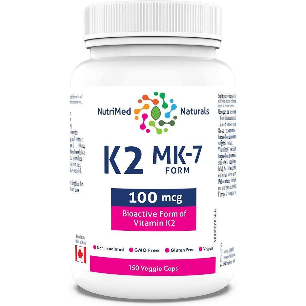 Nutrimed Naturals K2 MK-7 150 แคปซูล เหมาะสําหรับสุขภาพหัวใจรองรับ 150 วันและการควบคุมการควบแน่นในเล