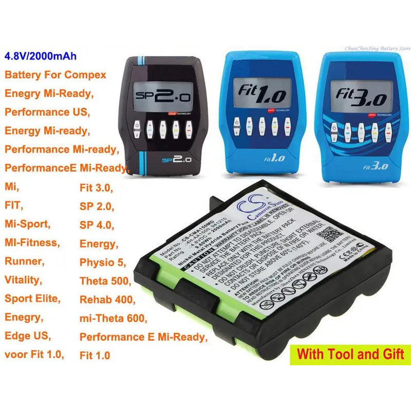 แบตเตอรี่ Cameron Sino 2000mAh 4H-AA1500, 941210 สําหรับ Compex Mi-Ready, Runner, SP 2.0, SP 4.0, Sp