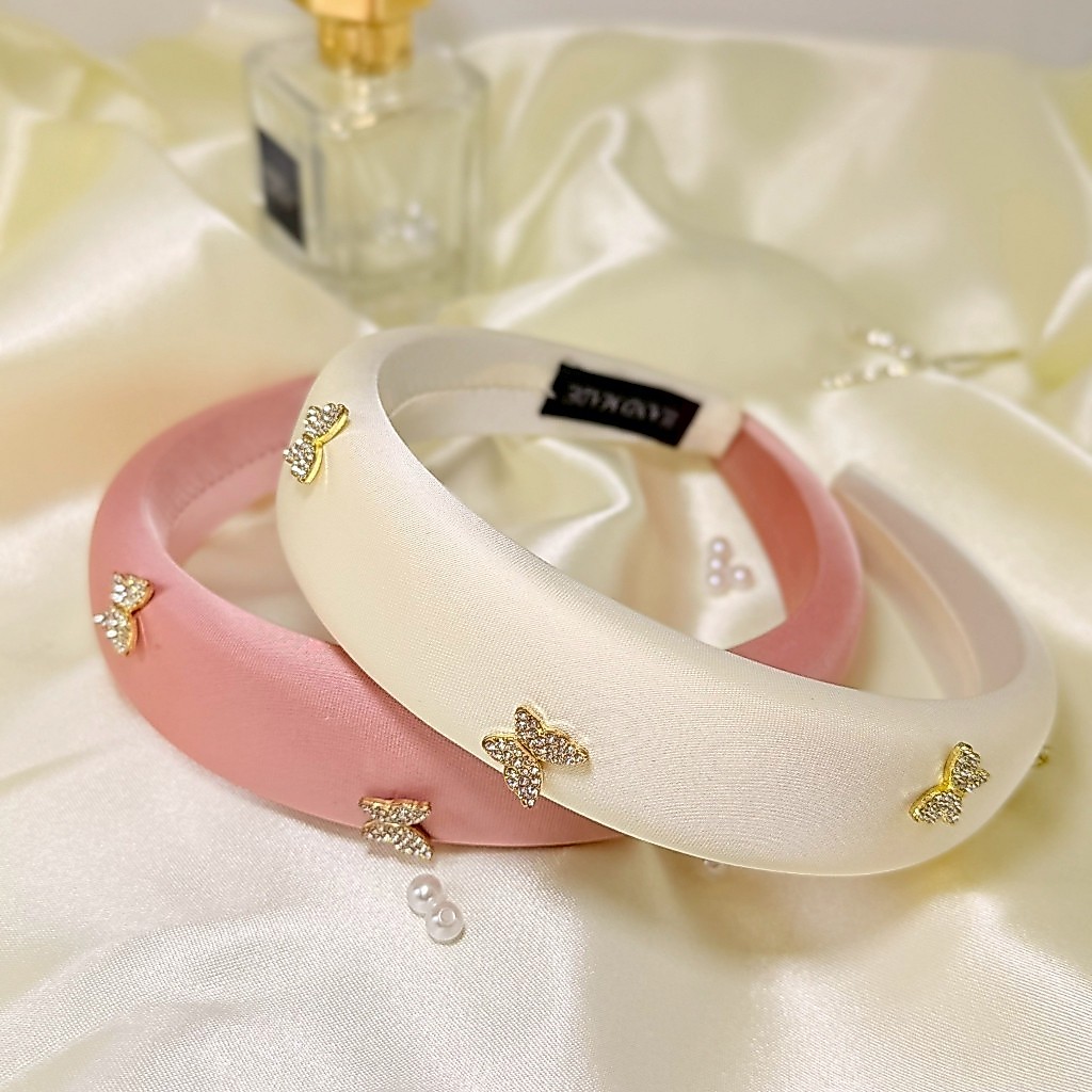 คาดผมแฟชั่น Headband Shopaholic ลายผีเสื้อซาติน ที่คาดผม เครื่องประดับแฟชั่น คาดผมสไตล์เกาหลี คาดผมน่ารัก มีส่งทันที