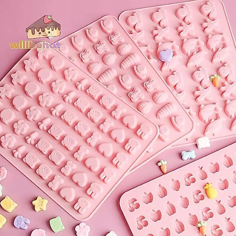 [Willbehot-t] ผสมผลไม้สัตว์ซิลิโคนช็อกโกแลตแม่พิมพ์ปลา Fudge Candy Jelly Mould เรขาคณิตหัวใจเค้กตกแต่งเบเกอรี่ถาดน้ําแข็งของขวัญ [ใหม่]