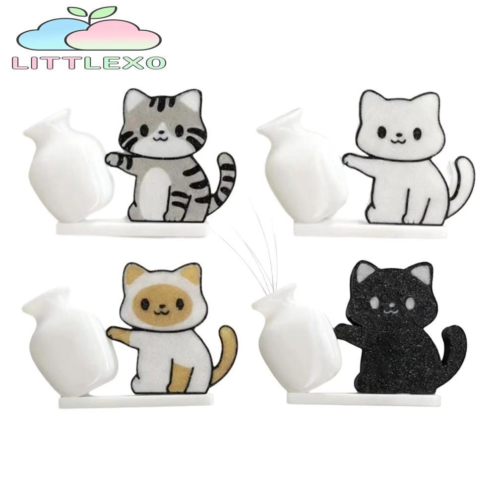 LITTLEX Cat Whiskers Collection เครื่องประดับ,อะคริลิคแม่เหล็กแมวผมกล่องเก็บอนุสรณ์,น่ารักการ์ตูนแมว Pushing แจกันตกแต่งสําหรับตกแต่งบ้าน