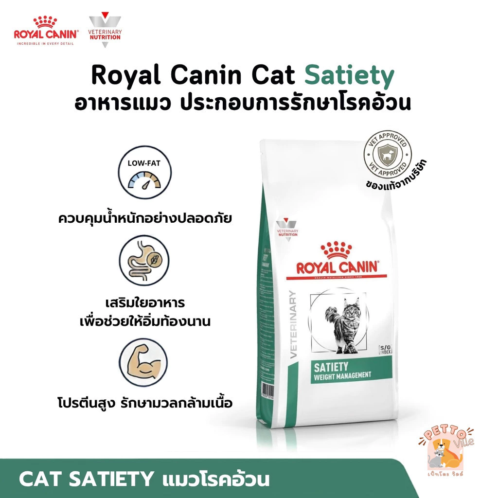 Royal Canin Cat Satiety Weight Management อาหารแมว ประกอบการรักษาโรคอ้วน ขนาด 1.5-3.5 Kg