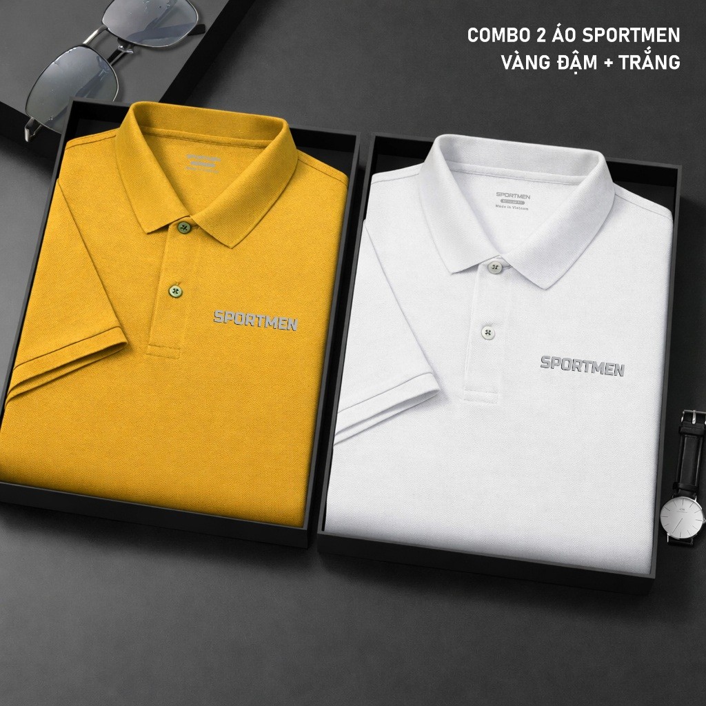COMBO Polo SPORTMEN BASIC ICY เสื้อยืดคอปกเปิดลง หรูหรา หรูหรา หรูหรา หนังจระเข้สุดเท่ Menswear SPM