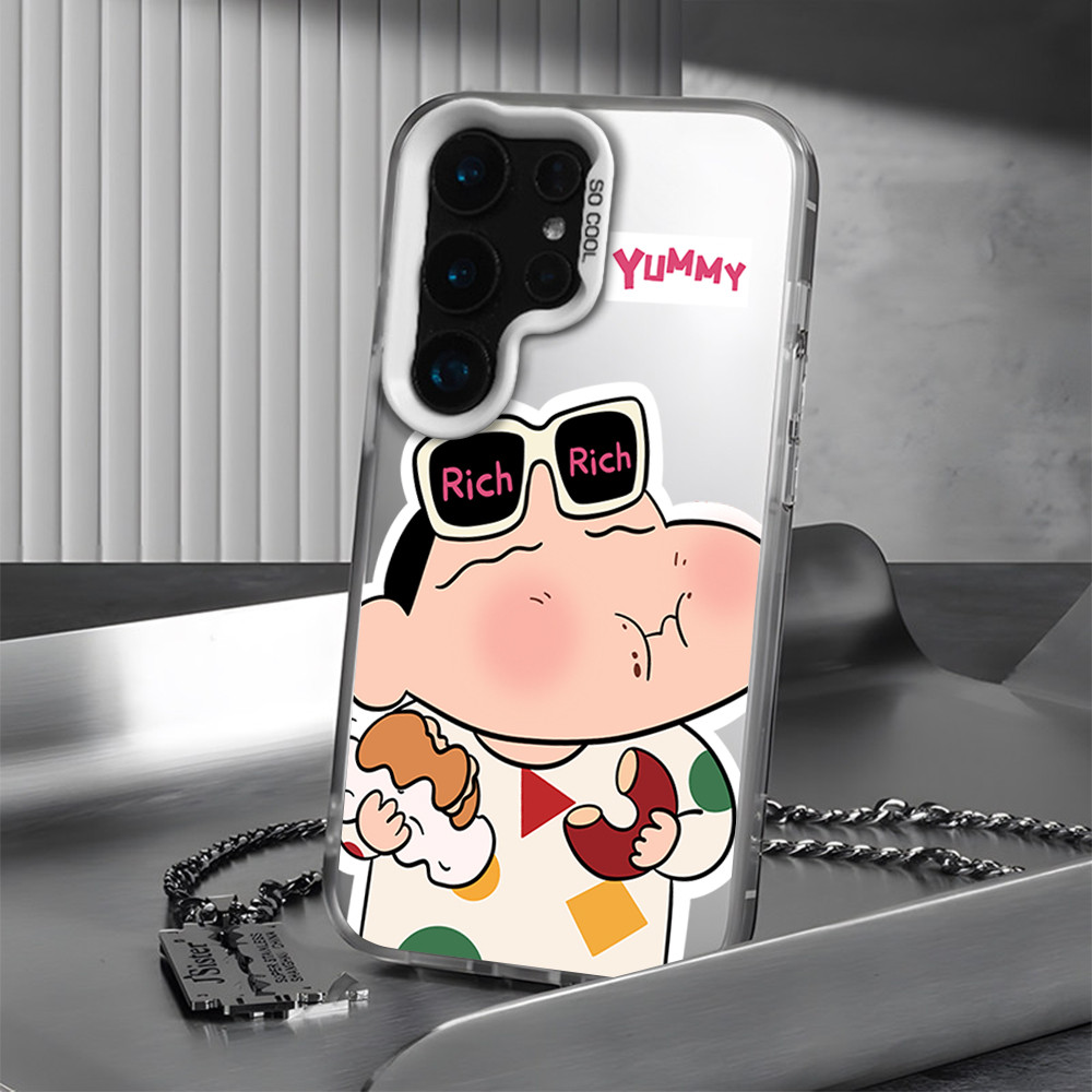 เคสโทรศัพท์ ลายการ์ตูนแฟชั่น กินขนม ใส่แว่นสุดชิค สำหรับ S23 FE S21 Ultra A55 A14 5G กันกระแทก พรีเม