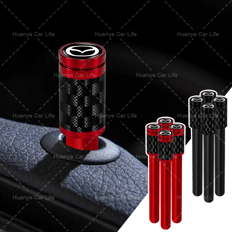 1/4pcs คาร์บอนไฟเบอร์รถประตู Lift Cap รถประตูล็อคความปลอดภัยสําหรับ Mazda 2 3 5 6 2017 CX-4 CX-5 CX-