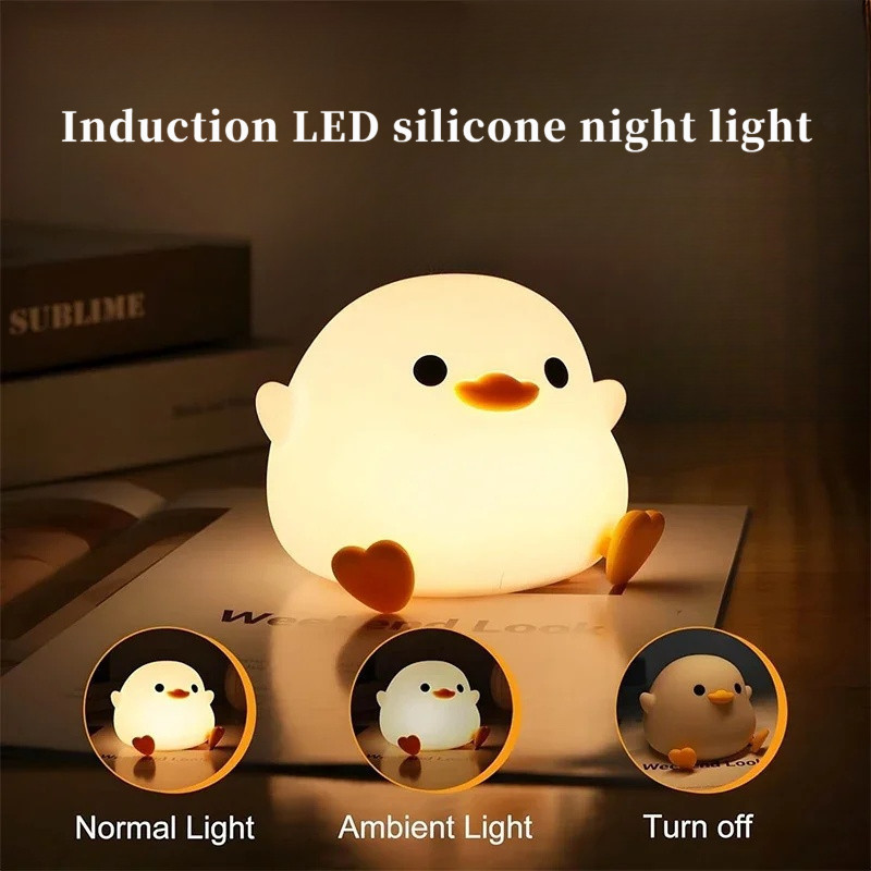 Cute duck night light, sleep light, mood light, strip night light, soft silicone charging, USB touch