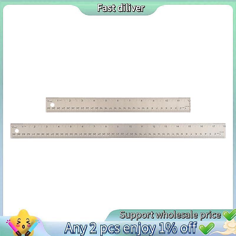 ไม้บรรทัดโลหะพร้อมข้องอคอร์ก:(12+18 นิ้ว) ไม้บรรทัดสแตนเลส ไม้บรรทัดกันลื่นพร้อมนิ้วและ เซนติเมตร