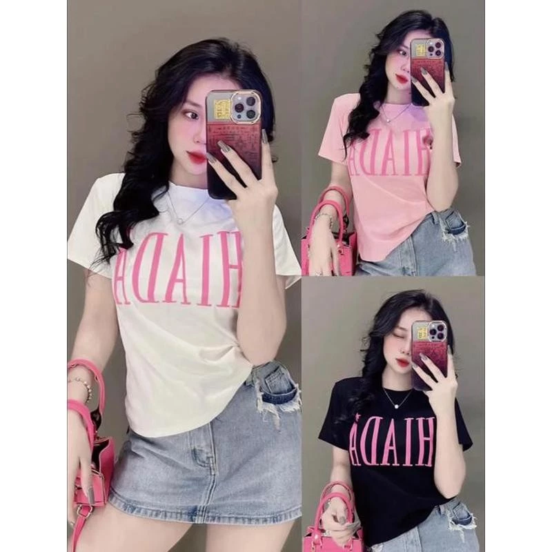 เสื้อยืดแขนสั้นผู้หญิง สไตล์เรโทรฤดูร้อน ใส่สบาย ส่วนบุคคล เสื้อสตรีท