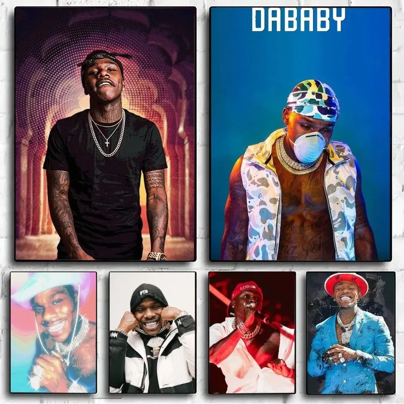 Dababy Rapper Pop โปสเตอร์ Frameless โปสเตอร์บาร์กระดาษ Vintage โปสเตอร์ Wall Art ภาพวาดห้องนอน Stud