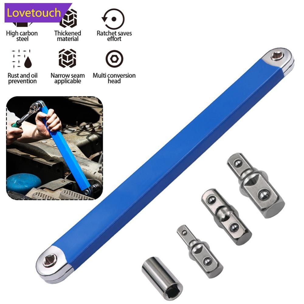 LOVETOUCH มัลติฟังก์ชั่รถ Offset ประแจขยาย 4 อะแดปเตอร์ Dual-purpose Impact Socket Ratchet ประแจ Spa