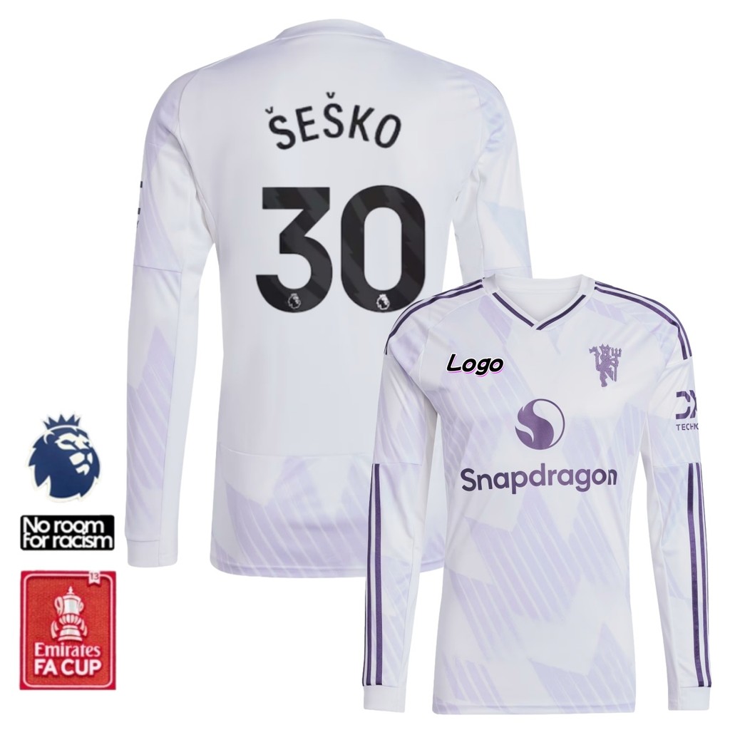 2025/26 Fans Edition Man U Mens Long Sleeves Away Football Jerseys Shirt