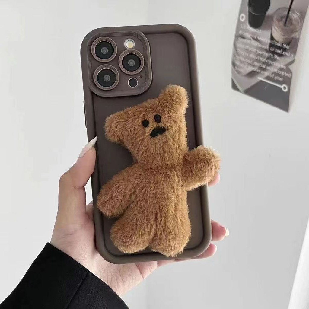 ตุ๊กตาหมีเหมาะสําหรับเคสโทรศัพท์ 16PRO IPhone13/14XR/15 น่ารัก 12MINI หญิง 67P8PLUS