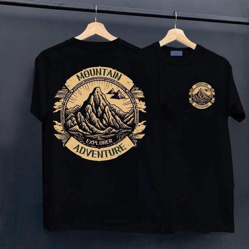 เสื้อยืด คอกลม แนววินเทจ สกรีนรวมลาย CAMPINGG2 ADVENTUREctws2 ผ้าคอนตอน เเขนสั้น ใส่ได้ทั้งชายเเละหญิง COTOTN