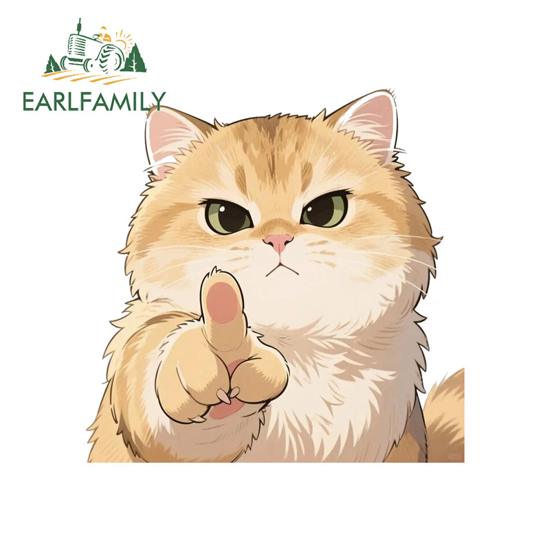 EARLFAMILY แมวปฏิเสธที่จะคุณรถสติกเกอร์การ์ตูนตลก Occlusion Scratch กันน้ํา Amusing Decal เหมาะสําหรับรถจักรยานยนต์แล็ปท็อปรถบรรทุก Windows