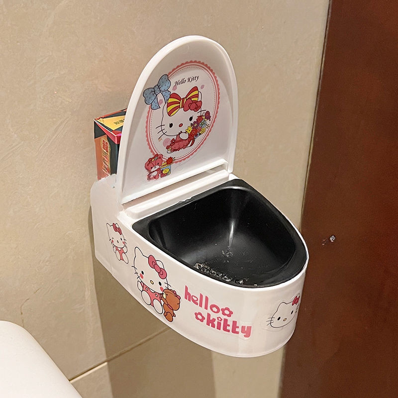 [Kitty Cat] ที่เขี่ยบุหรี่ติดผนังบ้านส่วนบุคคลน่ารักห้องน้ําห้องนั่งเล่น Anti-Fly Lid Ashtray