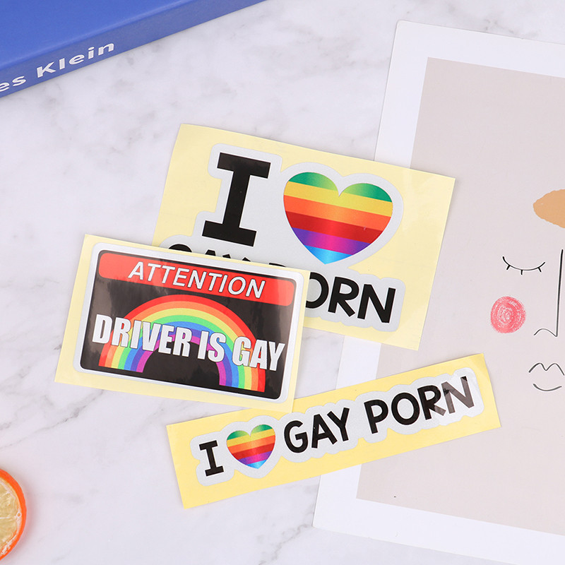 1Pc I LOVE GAY PORN Car Stickers Reflective Personality Car Stickers Gay Funny Stickers