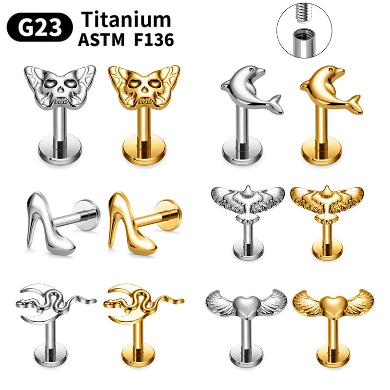 G23 Titanium Lip Stud เครื่องประดับเจาะ titanium สำหรับลิ้น helix หูและเล็บ