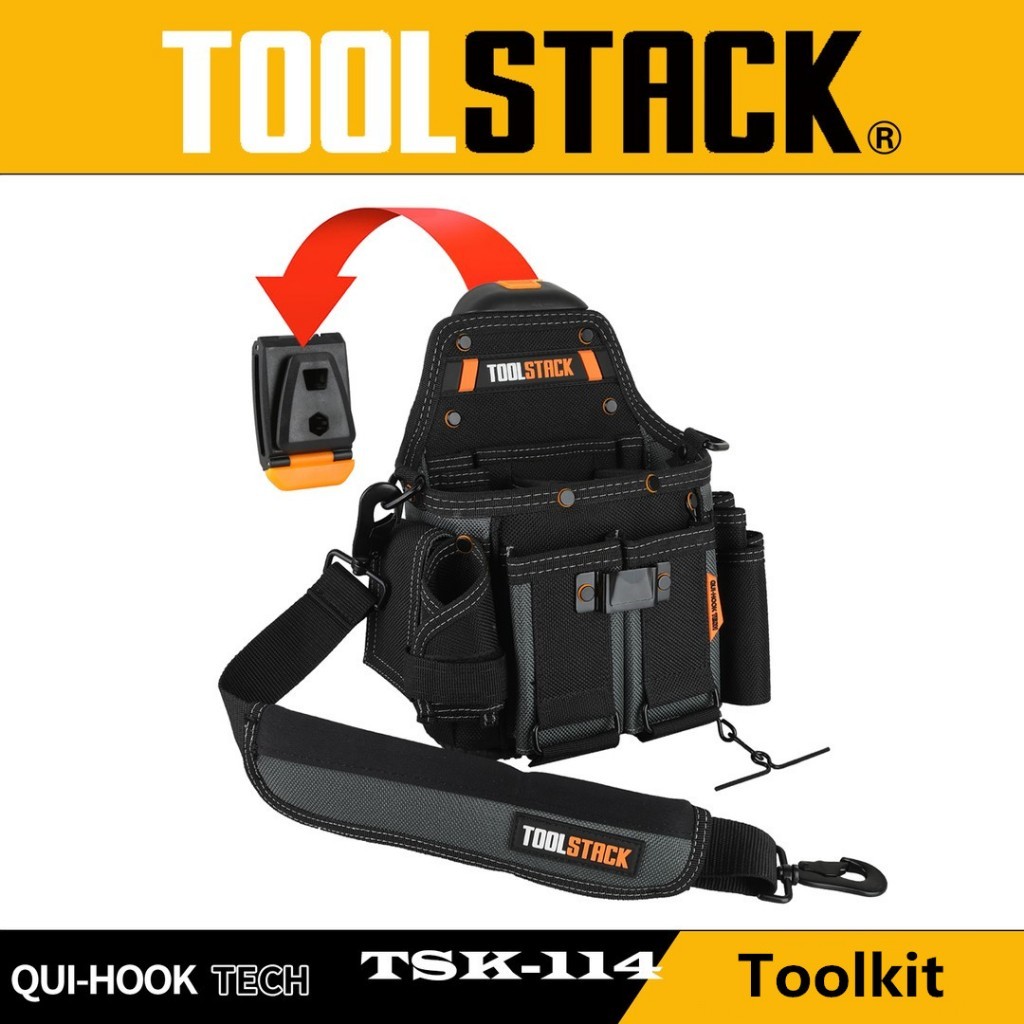 TOOLSTACK ช่างไฟฟ้ากระเป๋าเครื่องมือทํางานมัลติฟังก์ชั่ Toolkit แบบพกพาเครื่องมือกันน้ํา TSK-114