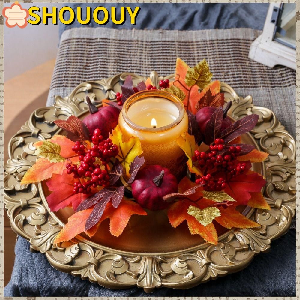 โชอูย พวงหรีดดอกไม้ฤดูใบไม้ร่วง,พวงหรีดเก็บเกี่ยวเบอร์รี่ประดิษฐ์คุณภาพสูง,ตกแต่งบ้านแขวนผนังพวงมาลัยวันขอบคุณพระเจ้าตกแต่ง