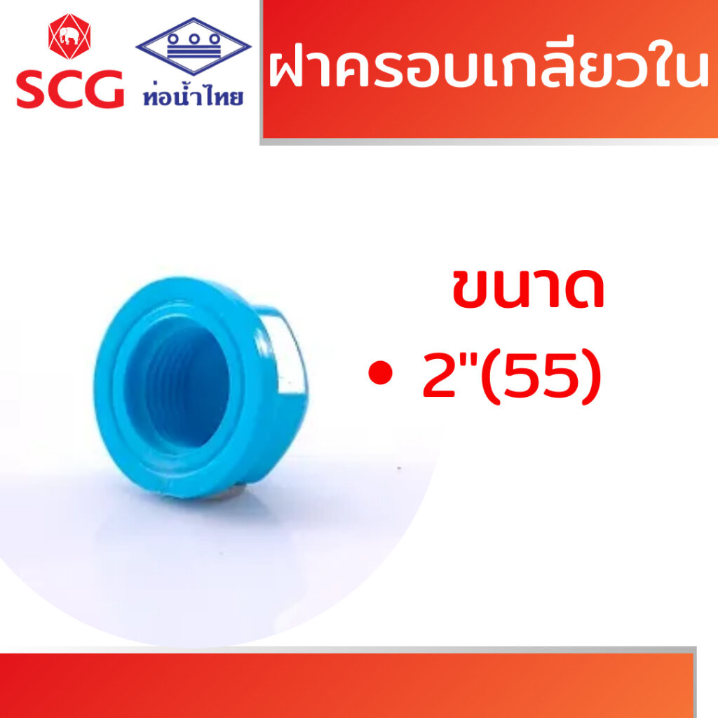 ฝาครอบเกลียวใน หนา ฟ้า พีวีซี คละยี่ห้อ ท่อน้ำไทย/เอสซีจี ขนาด 2"