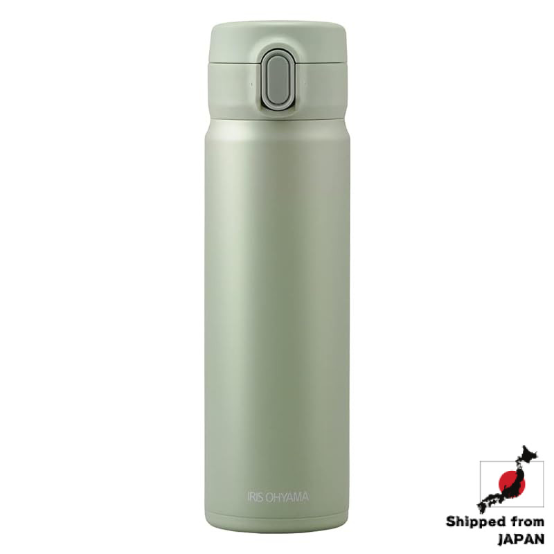 IRIS OHYAMA 500ml Stainless Steel Mug Bottle, One-Touch, One-Handed Lock Release, Easy Drinking Spou