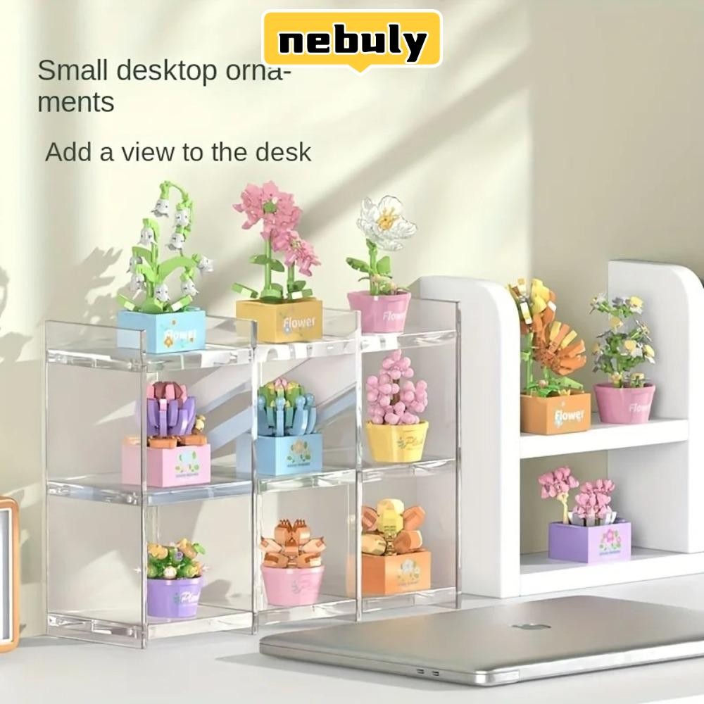 เนบูลี่ ดอกไม้กระถางอาคารบล็อก,ทําเองสาวอิฐของเล่นเด็กฉ่ํากระถางรุ่น,ของเล่นเพื่อการศึกษาบ้านโต๊ะพืชประดับนิรันดร์ช่อของเล่น