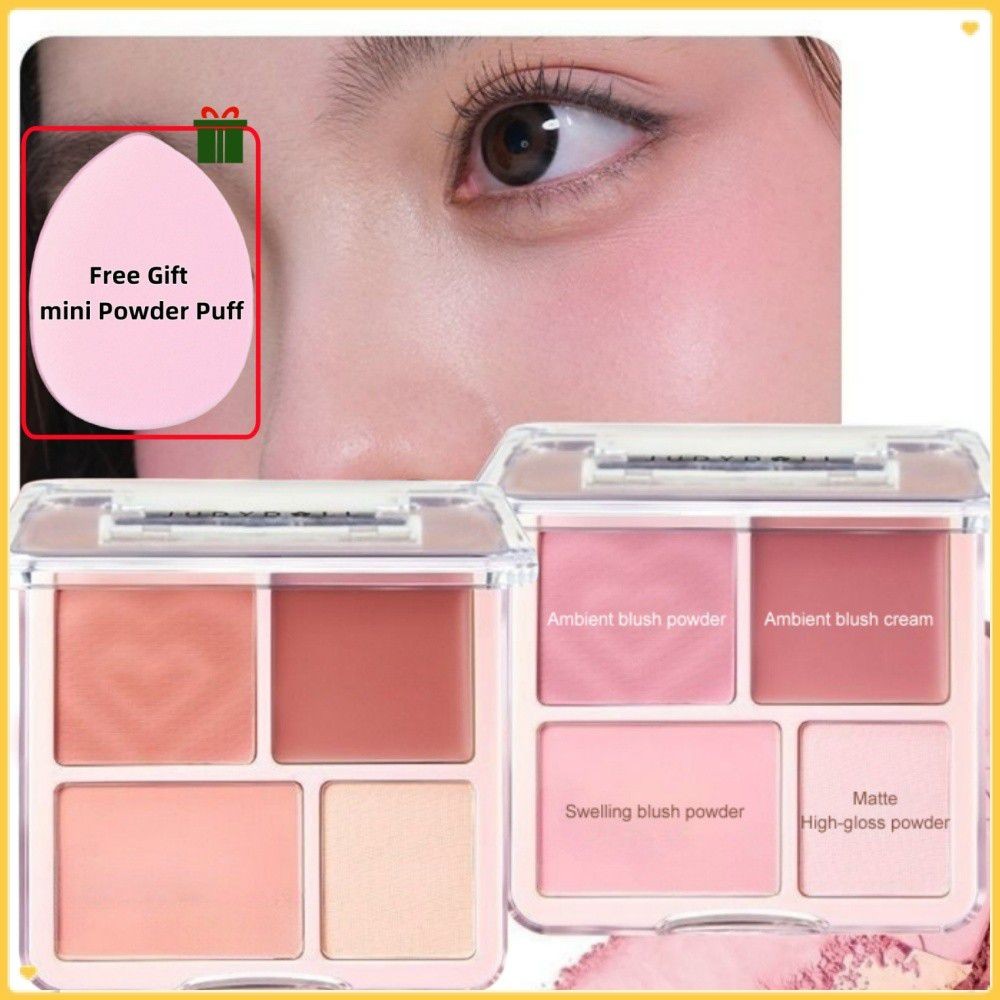 [ของขวัญ] พาเลทบลัชออน 4 สี โทนสีอ่อน โทนธรรมชาติ ไฮไลท์ สว่างใส คอนทัวร์ ติดทนนาน [th Local] metro1