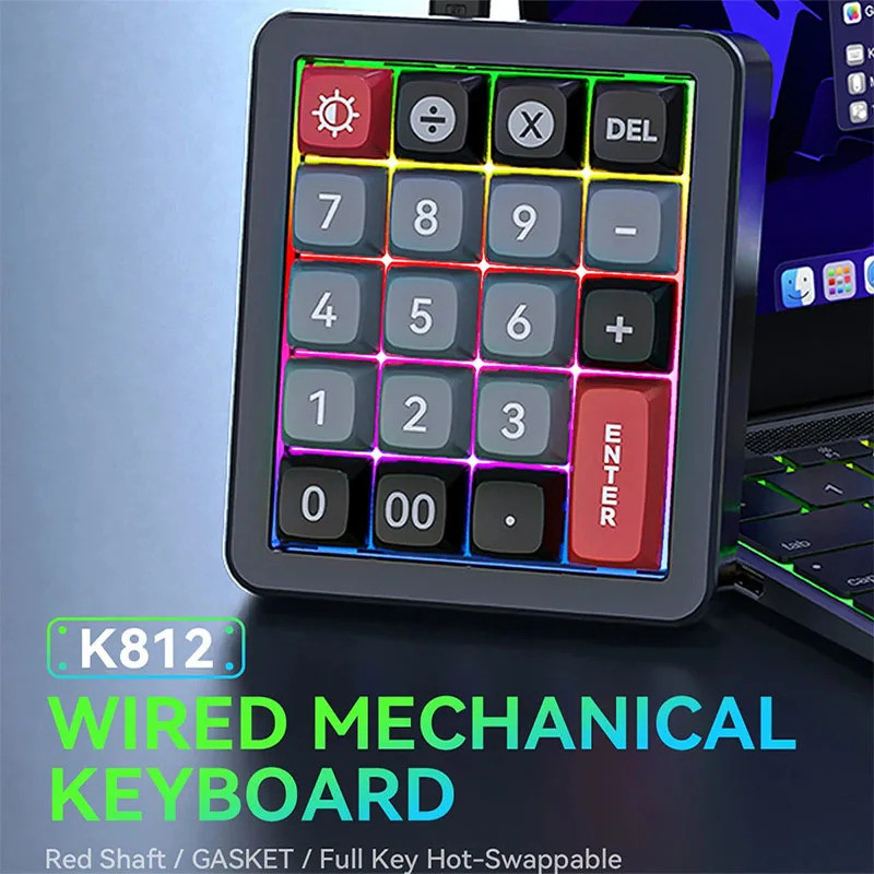 แป้นพิมพ์ตัวเลขแบบกลไกสวิตช์ Hot-Swap ปุ่มกดสําหรับเล่นเกมแบบมีสาย RGB Backlit Keycap19 คีย์ Mini Numpad ปุ่มกดแบบพกพา