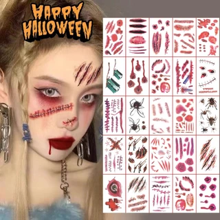รอยแผลเป็น กันน้ํา 50แผ่น แทททู ฮาโรวีน แผลแต่งหน้า สติ๊กเกอร์แผล halloween tattoo แผลปลอม เลือดปลอม สติ๊กสัก แทคทู