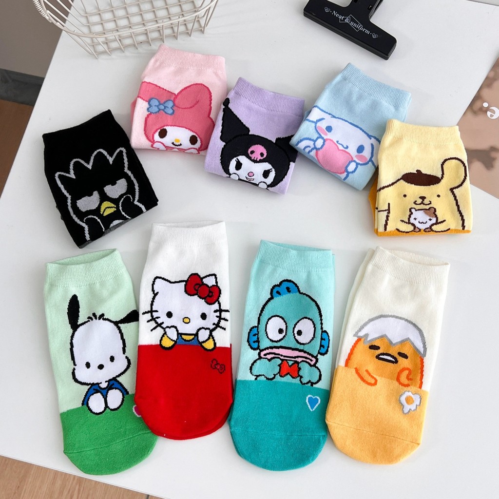 SANRIO การ์ตูนสไตล์ญี่ปุ่น ซานริโอ ถุงเท้าการ์ตูนถุงเท้าอะนิเมะถุงเท้าเรือ