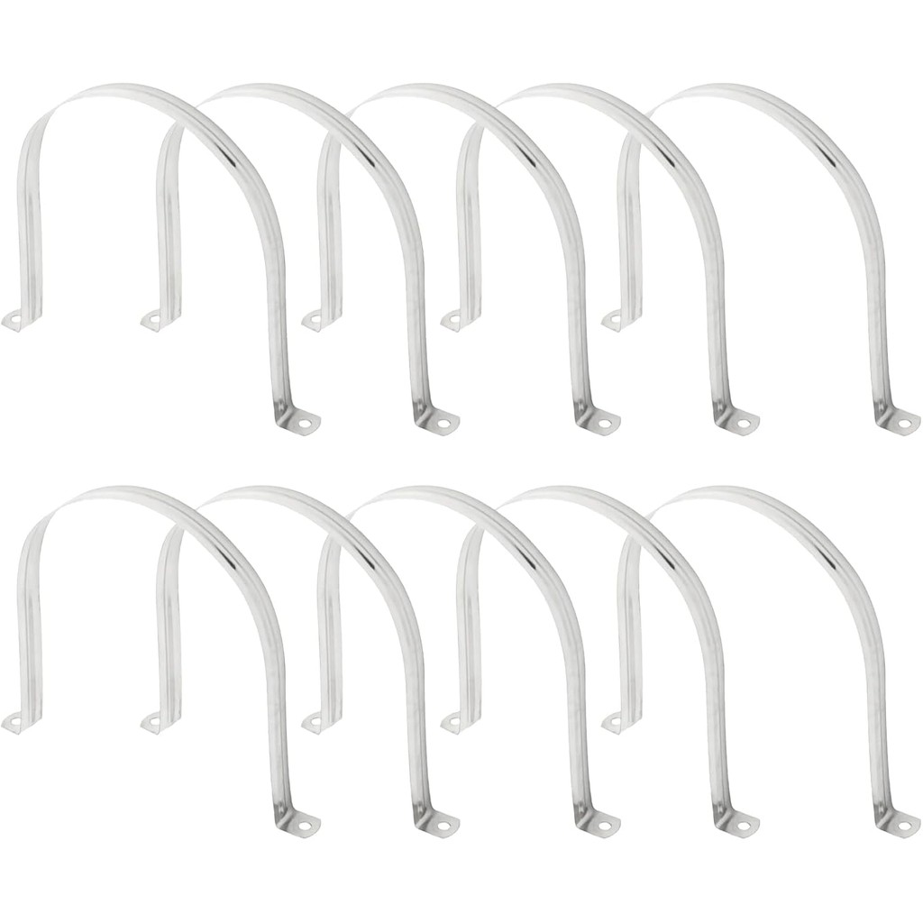 6 นิ้ว U-Tube Strap Clamp 10 ชิ้น, 2 หลุม U-Shaped Bracket, 304 สแตนเลส U-Bolt Clamp สําหรับท่อ Clam