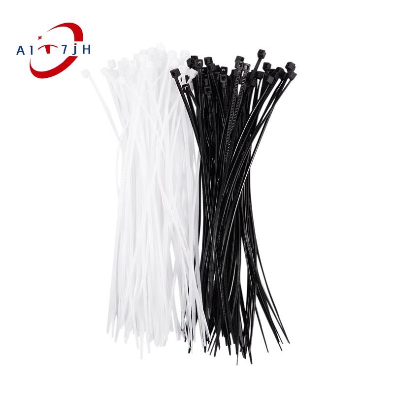[ใหม่ A7]3 มม. x 150 มม. สายดันลวดอัตโนมัติ Zip Tie Organizer สีขาวสีดํา 100 ชิ้น